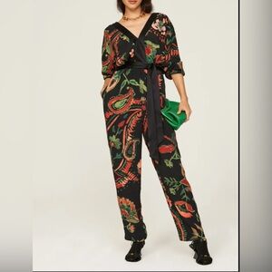 Something Navy| Floral Black Jumpsuit | size small